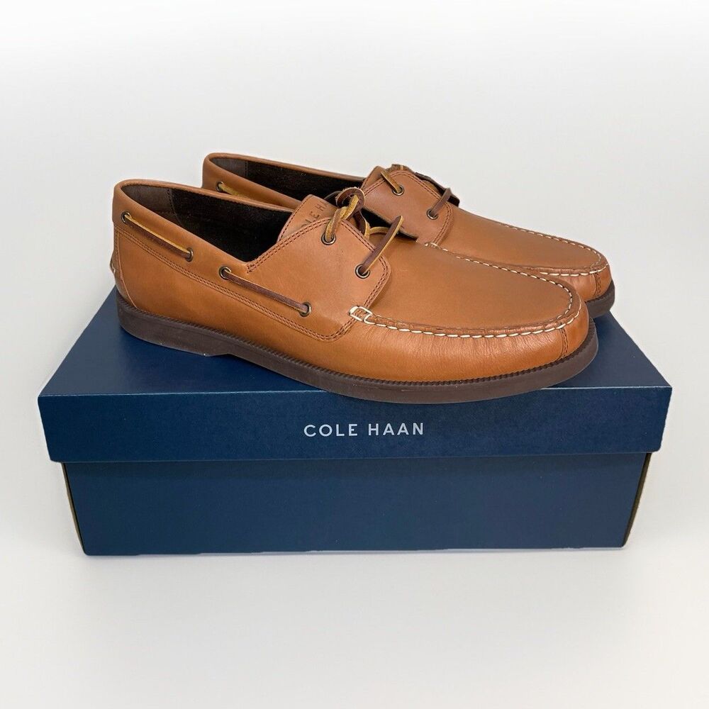 Cole Haan G+ Bowside Boat Shoes Brown Leather Men 13 Casual Office Slip On New